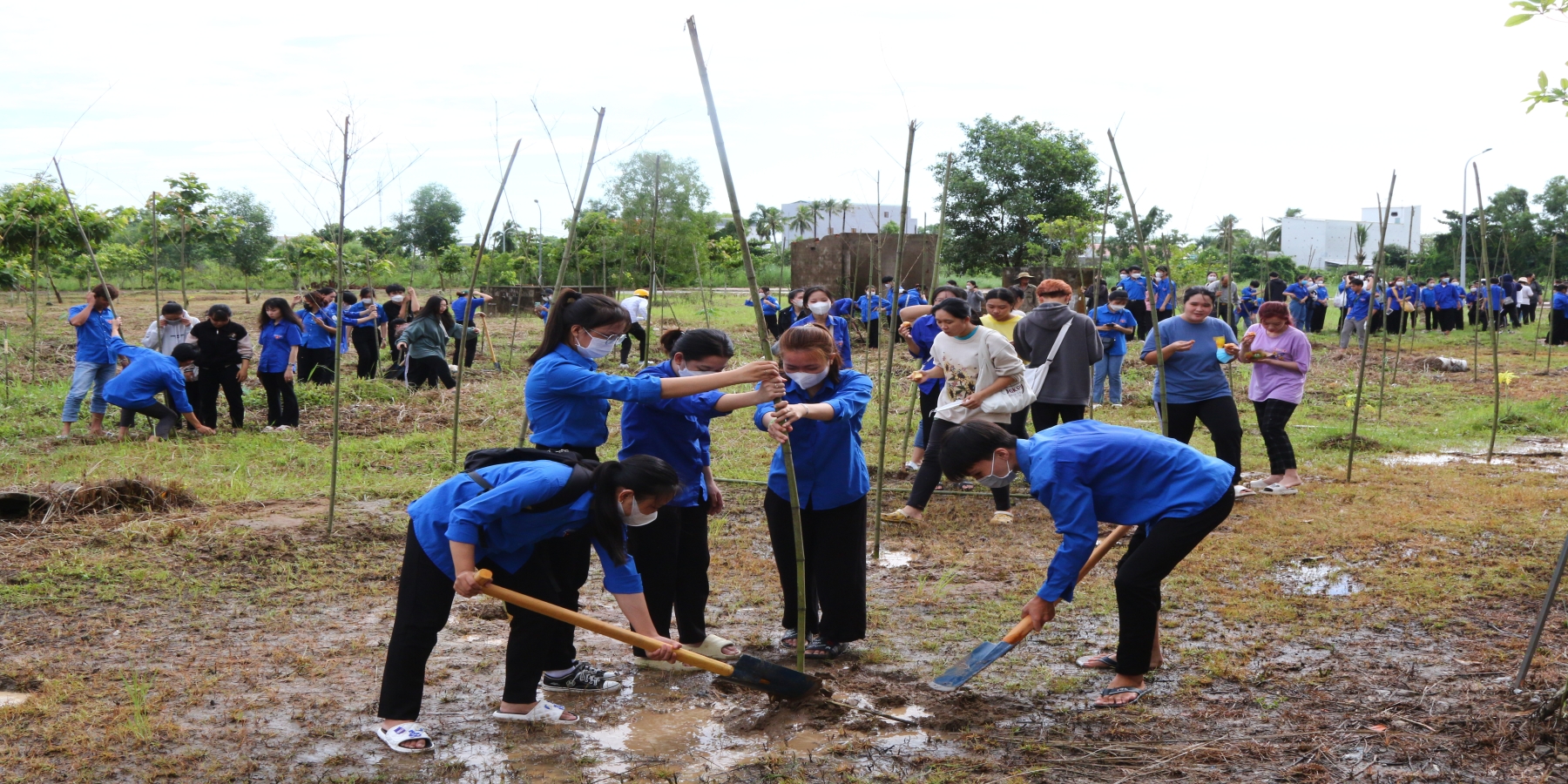 Hơn 500 đoàn viên, thanh niên Trường Đại học Kiên Giang tham gia trồng tre Vì miền Tây bền vững